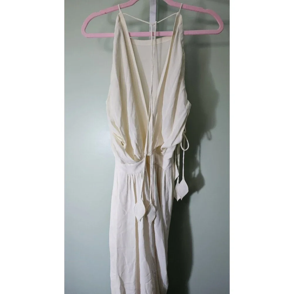 Tory Burch‎ Evalene Ivory Leaf Cold Shoulder Maxi Dress Size 4